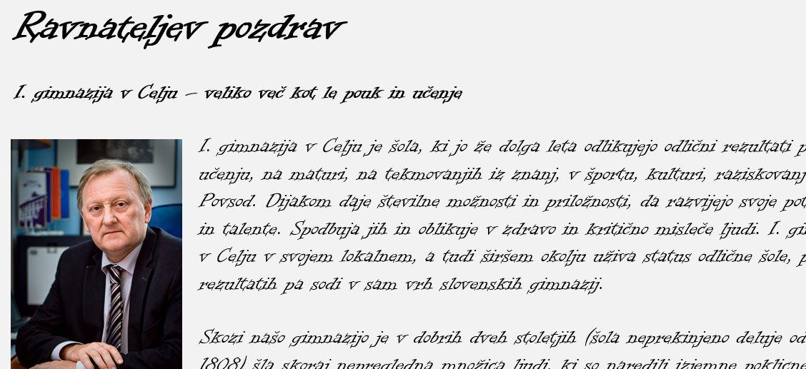 Kratek ravnateljev pozdrav