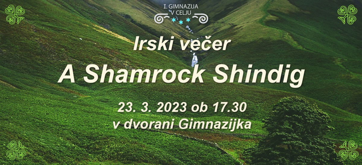 Pasica za Irski večer z A Shamrock Shiding, ki bo 23.3.2023 ob 17:30 v dvorani Gimnazijka